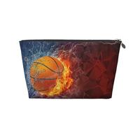 Fiamme e gocce d'acqua di basket, Borsa da toilette Borsa per trucco Borsa per cosmetici Borsa da toilette da viaggio portatile