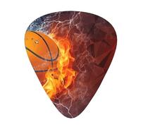 Fiamme e gocce d'acqua nel basket,12 pezzi di plettri per chitarra, 3 plettri di diverso spessore per chitarra acustica, basso, ukulele