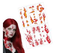 Fiamme rosse temporanee - realistiche 3D Fuoco Sticker | Demoni teschio horror Body Art Sticker | Per feste in costume di Halloween, festival e fan del rock punk, delicato sulla pelle impermeabile