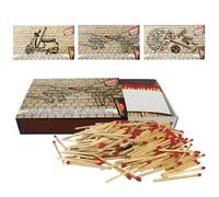 Fiammiferi Lunghi 4,7 cm In Legno - Confezione da 250 con Scatole a Disegni Assortiti | Ideali per Caminetto, Stufa, Barbecue, BBQ e Camino | Scatola Famiglia