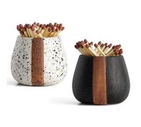 Fiammifero Bottiglia Set di 2 portafiammiferi in ceramica con accendino for fiammiferi carini e fantasiosi - Fiammiferi in un barattolo - Regali decorativi for la casa moderna - Decorazioni for camine