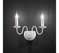 FIAMMINGO LAMPADA PARETE 2 LUCI BIANCO OPACO 2XE14 STILE PROVENZALE CLASSICO RUSTICO COUNTRY CHABBY CHIC