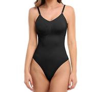 FIANA FASHIONS Body modellante da donna per il controllo della pancia, senza cuciture, body modellante con cinghie regolabili, Nero , 4XL