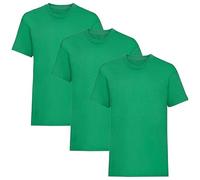 FIANA FASHIONS Maglietta a maniche corte per bambini, girocollo, in cotone, tinta unita, casual, confezione da 3 pezzi, da 3 a 15 anni, Verde kelly, 12-13 Anni