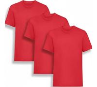 FIANA FASHIONS Maglietta a maniche corte per bambini, girocollo, in cotone, tinta unita, casual, confezione da 3 pezzi, da 3 a 15 anni, Rosso, 7-8 Anni