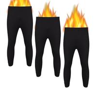 FIANA FASHIONS Pantaloni termici da uomo lunghi Johns Fondo caldo ultra morbido spazzolato interno caldo intimo per l'inverno e le temperature più fresche, Nero, confezione da 3, XXL