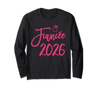 Fiancée 2026 Script Elegante con Anello Rosa Grafico Maglia a Manica