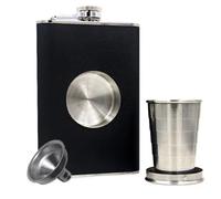 Fiasca da Vino da 8 Once con Tazza Integrata, Imbuto Pieghevole, Bottiglia 2734