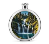 Fiaschetta a cascata di pino verde per liquori, 141,7 g, in acciaio inox, a prova di perdite, portatile, per esterni, campeggio, viaggi, regali