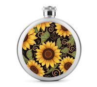 Fiaschetta, bella stampa girasole in acciaio inox, fiaschetta moderna, fiaschetta da campeggio, fiaschetta da 141,7 g