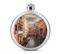 Fiaschetta, bellissima fiaschetta in acciaio inox con stampa di vista sul canale, moderna fiaschetta da campeggio, fiaschetta da 141,7 g
