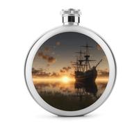 Fiaschetta classica per liquori, fiaschetta con stampa tramonto sul lago, fiaschetta in acciaio inox per liquori, fiaschetta tascabile da 150 ml