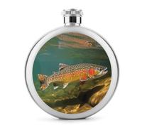 Fiaschetta classica per liquori, fiaschetta in acciaio inox per liquori, con stampa di pesca a mosca, fiaschetta tascabile da 141,7 g