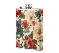 Fiaschetta classica tascabile con rose e ibisco, 237 ml, in acciaio inox, per papà, testimone dello sposo, matrimonio, viaggi, campeggio