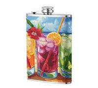 Fiaschetta colorata con fiori tropicali da 226,8 g, in acciaio inox, per papà, testimone dello sposo, matrimonio, viaggi, campeggio