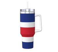 Fiaschetta con stampa bandiera della Costa Rica da 1180 ml, con manico e cannuccia isolata, ideale per palestra, campeggio, ufficio, auto