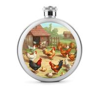Fiaschetta da 141,7 g per whisky, arrosto, pollo, gallina, fattoria, in acciaio inox, a prova di perdite, per liquori, mense, liquori, regali di viaggio, matrimoni, addio al nubilato