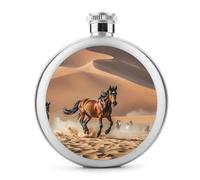 Fiaschetta da 141,7 ml con stampa di cavalli che corrono nel deserto, in acciaio inox, a prova di perdite, per liquori, mense, liquori, regali di viaggio, matrimoni, addio al nubilato