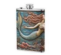 Fiaschetta da 236 ml, con motivo sirena, in acciaio inox, per papà, testimone dello sposo, matrimonio, viaggi, campeggio