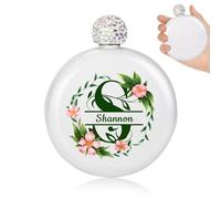 Fiaschetta da donna carina personalizzata,Bella bottiglia di whisky rivestita di glitter,Tappo scintillante con strass,Fiaschetta portatile in acciaio inox per bar e grill e viaggi(Bianco)