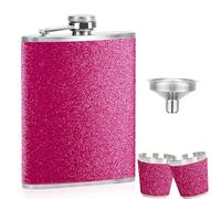 Fiaschetta da donna, in acciaio inox, con brillantini, per whisky, alcool, portatile, piccola bottiglia da 8 oz/240 ml, con 1 imbuto, 2 bicchierini da liquore per viaggi, feste