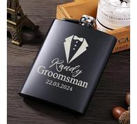Fiaschetta Da Matrimonio Personalizzata, Fiaschetta Da Whisky In Acciaio Inossidabile Da 6 Once Con Incisione Personalizzata Di Nomi E Data, Set Regalo For La Proposta Del Testimone Di Nozze