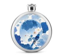 Fiaschetta da whisky blu e bianco da 141,7 ml, in stile cinese, con stampa di fiori e uccelli, in acciaio inox, a prova di perdite, per liquori, mensa, liquori, regali di viaggio, matrimoni, addio al