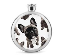 Fiaschetta da whisky con bulldog francese, piccola fiaschetta portatile da viaggio per liquori, in acciaio inox, a prova di perdite, per feste di nozze, testimone dello sposo, regalo per damigella