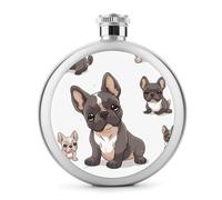 Fiaschetta da whisky con bulldog francese, piccola fiaschetta portatile da viaggio per liquori, in acciaio inox, a prova di perdite, per feste di nozze, testimone dello sposo, regalo per damigella