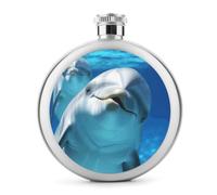 Fiaschetta da whisky con delfino con un sorriso, piccola fiaschetta portatile da viaggio per liquori, in acciaio inox, a prova di perdite, per feste di nozze, testimone dello sposo, regalo per