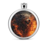Fiaschetta da whisky con lupo selvatico nel fuoco, piccola fiaschetta portatile da viaggio, in acciaio inox, a prova di perdite, per feste di nozze, testimone dello sposo, regalo per damigella d'onore