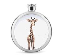 Fiaschetta da whisky con simpatica giraffa, piccola fiaschetta portatile da viaggio in acciaio inox, a prova di perdite, per feste di nozze, testimone dello sposo, regalo per damigella d'onore, 141,7