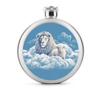 Fiaschetta da whisky da 141,7 g con agnello con un leone sulle nuvole stampato in acciaio inox fiaschetta fiaschetta a prova di perdite liquore mensa bottiglie per liquori per viaggi regali di nozze