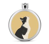 Fiaschetta da whisky da 141,7 g con gatto bianco e nero stampato in acciaio inox, fiaschetta a prova di perdite, bottiglie di liquore da mensa per liquori, regali di viaggio, matrimoni, addio al
