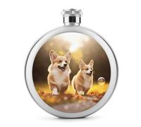Fiaschetta da whisky da 141,7 g con simpatico cane Corgi stampato in acciaio inox fiaschetta fiaschetta a prova di perdite liquore mensa bottiglie per liquori per regali di viaggio matrimonio addio al