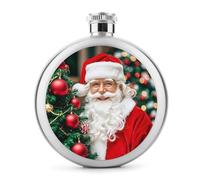 Fiaschetta da whisky da 141,7 g con stampa di Babbo Natale con un sorriso affascinante, in acciaio inox, a prova di perdite, per liquori, mense, liquori, regali di viaggio, matrimoni, addio al