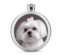 Fiaschetta da whisky da 141,7 g, con stampa di cane maltese, in acciaio inox, a prova di perdite, per liquori, mensa, liquori, regali di viaggio, matrimoni, addio al nubilato