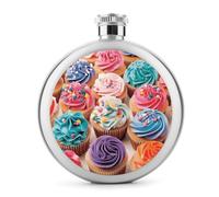 Fiaschetta da whisky da 141,7 g con stampa di cupcake di compleanno, fiaschetta in acciaio inox, a prova di perdite, per liquori, mense, liquori, regali di viaggio, matrimoni, addio al nubilato