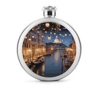 Fiaschetta da whisky da 141,7 g, con stampa di Venezia di notte, in acciaio inox, a prova di perdite, per liquori, mense, liquori, regali di viaggio, matrimoni, addio al nubilato