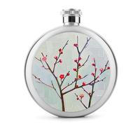 Fiaschetta da whisky da 141,7 g, in acciaio inox, con stampa di fiori di prugna rossa, fiaschetta a prova di perdite, bottiglie di liquori per liquori, regali di viaggio, matrimoni, addio al nubilato