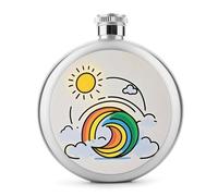 Fiaschetta da whisky da 141,7 ml, a forma di luna, con stampa arcobaleno, in acciaio inox, a prova di perdite, per liquori, mense, liquori, regali di viaggio, matrimoni, addio al nubilato