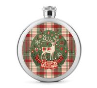 Fiaschetta da whisky vintage da 141,7 g con venatura del legno stampata con fauna selvatica natalizia fiaschetta in acciaio inossidabile a prova di perdite, bottiglie di liquore per liquori per regali