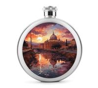 Fiaschetta, fiaschetta in acciaio inox con stampa tramonto di Roma, moderna fiaschetta da campeggio, fiaschetta da 150 ml