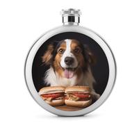 Fiaschetta, fiaschetta moderna in acciaio inox con stampa di un hot dog, fiaschetta moderna da campeggio, fiaschetta da 150 ml