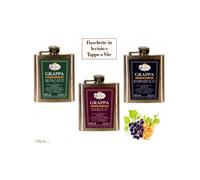 FIASCHETTA IN ACCIAIO 10cl GRAPPA STRAVECCHIA MOSCATO BARBARESCO BAROLO 40% VOL
