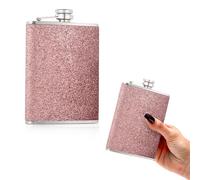 Fiaschetta in acciaio inox 304 8 Oz con imbuto - a prova di perdite, elegante e portatile, per uomini e donne, 240 ml con imbuto, bottiglia da whisky in acciaio inox (color: rosa)