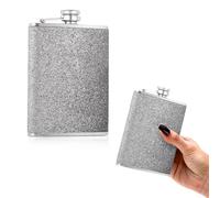 Fiaschetta in acciaio inox 304 8 Oz con imbuto - a prova di perdite, elegante e portatile, per uomini e donne, 240 ml con imbuto, bottiglia da whisky in acciaio inox (color: argento)
