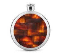 Fiaschetta in acciaio inox a forma di fuoco con texture astratta per liquori, tascabile rotonda, portatile, per bevande, 141,7 g