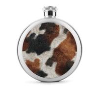 Fiaschetta in acciaio inox con motivo a pelle di mucca, per liquori, tascabile, rotonda, portatile, per bevande, 141,7 g