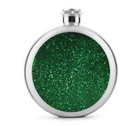 Fiaschetta in acciaio inox, con paillettes verdi, moderna, fiaschetta da campeggio, fiaschetta da 141,7 g